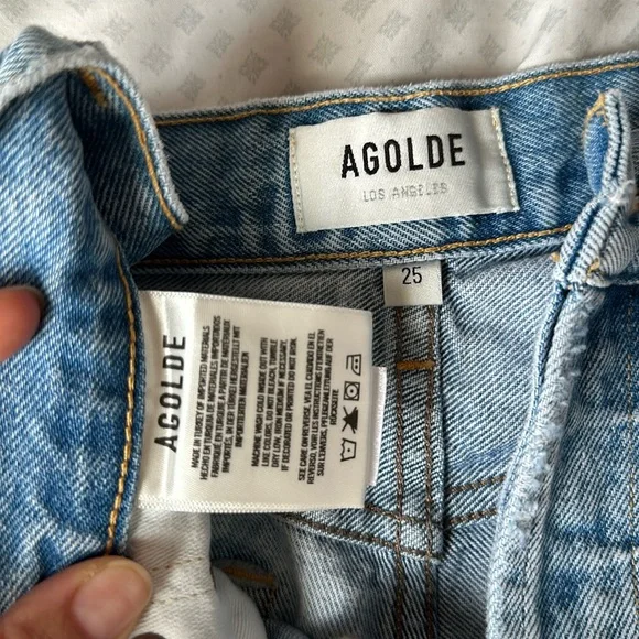 Agolde Distressed High Rise Waist Denim Parker Cut off Shorts